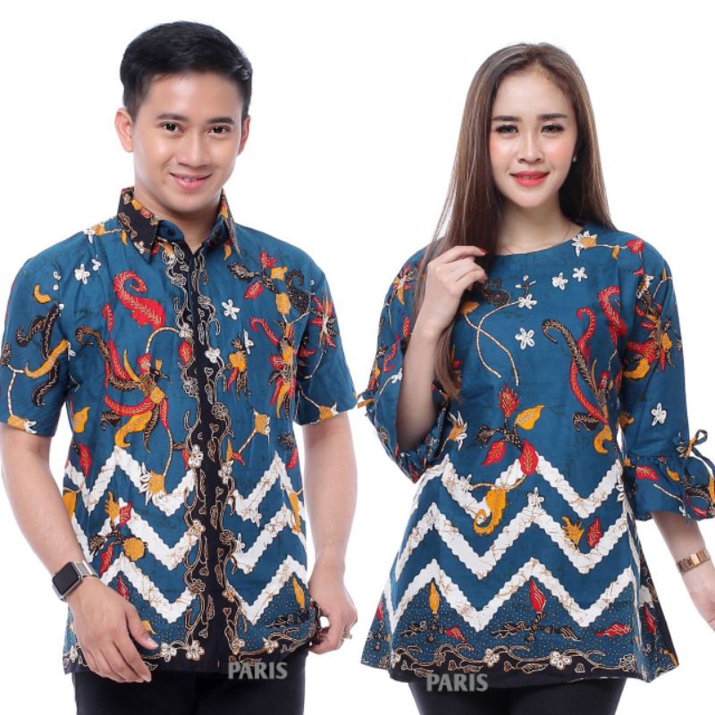 Couple batik BAJU BATIK PREMIUM  UNGGUL JAYA HIJAU BIRU TOSKA SERAGAM BATIK KERJA KANTOR KONDANGAN P