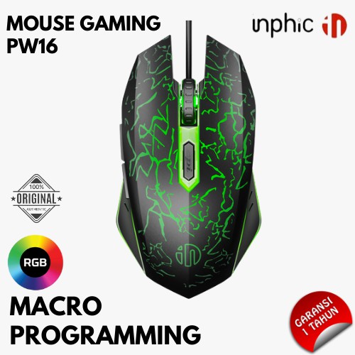 Mouse Gaming Macro RGB Mouse Makro Berkabel Inphic PW16 Support Gaming Point Blank