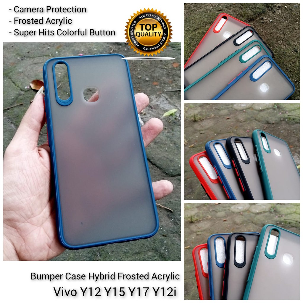Bumper Case Vivo Y12 Y15 Y17 Y12i + Camera Protector Frosted Apparel Super Hits