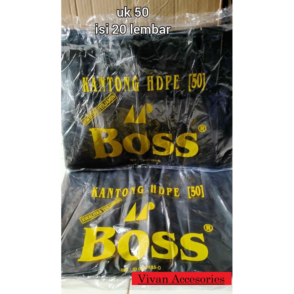 HD Kantong Kresek Plastik Hitam Merk BOSS UK 50