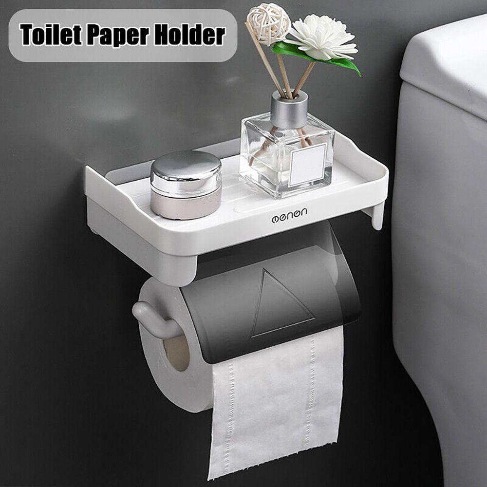 Solighter Toilet Paper Holder Aksesori Kamar Mandi Dipasang Di Dinding Tanpa Pelubang Penyimpanan Kertas Dapur Roll/Dispenser Kertas Serut