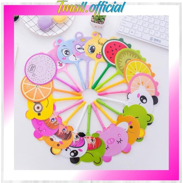 

NEW TMALL - Pena Kipas Lucu Gel Pen Sekolah Pulpen Souvenir Cartoon R145 - Motif F, Hijau