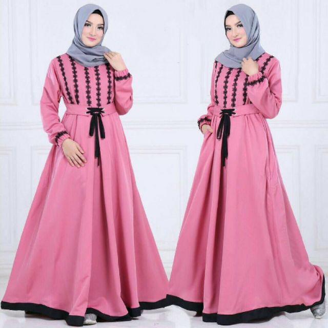 Ghaitsa Dress - UKURAN L XL XXL XXXL 5L - BAJU GAMIS JUMBO - DRESS BIG SIZE - PROMO FLASH SALE-DUSTY PINK