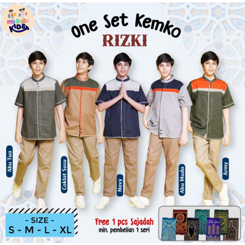 Setelan Baju Muslim Anak Remaja Laki Laki Set Kemko Rizki Me & You Kids