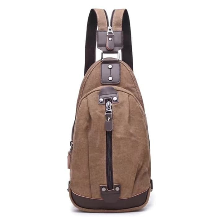 Shoulder Tote Bag Selempang Slempang Import Travel Zuo Lun Duo T YI408  Dada Chest Bag Bahan Coklat