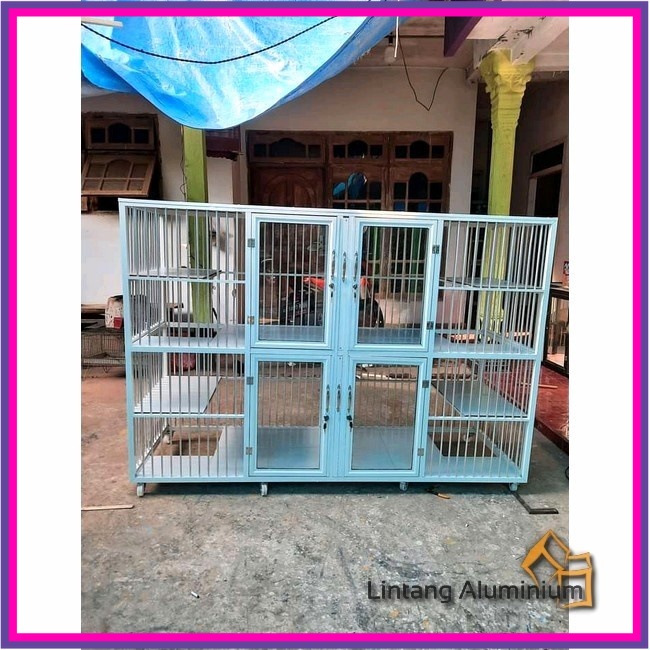 Kandang Kucing Aluminium MINIMALIS / 4 pintu