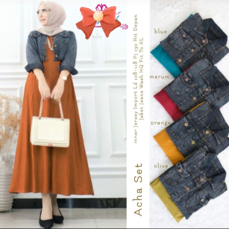 one set Acha maxy gamis outer jeans