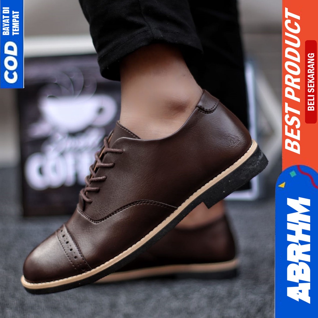 Sepatu Formal Pantopel Kerja Hitam Pria Original ABRHM ROHAN