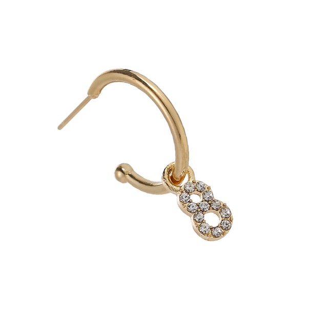 LRC Anting Tusuk Fashion Golden Digital Diamond Alloy Geometric Earrings 0-9 (1pcs)