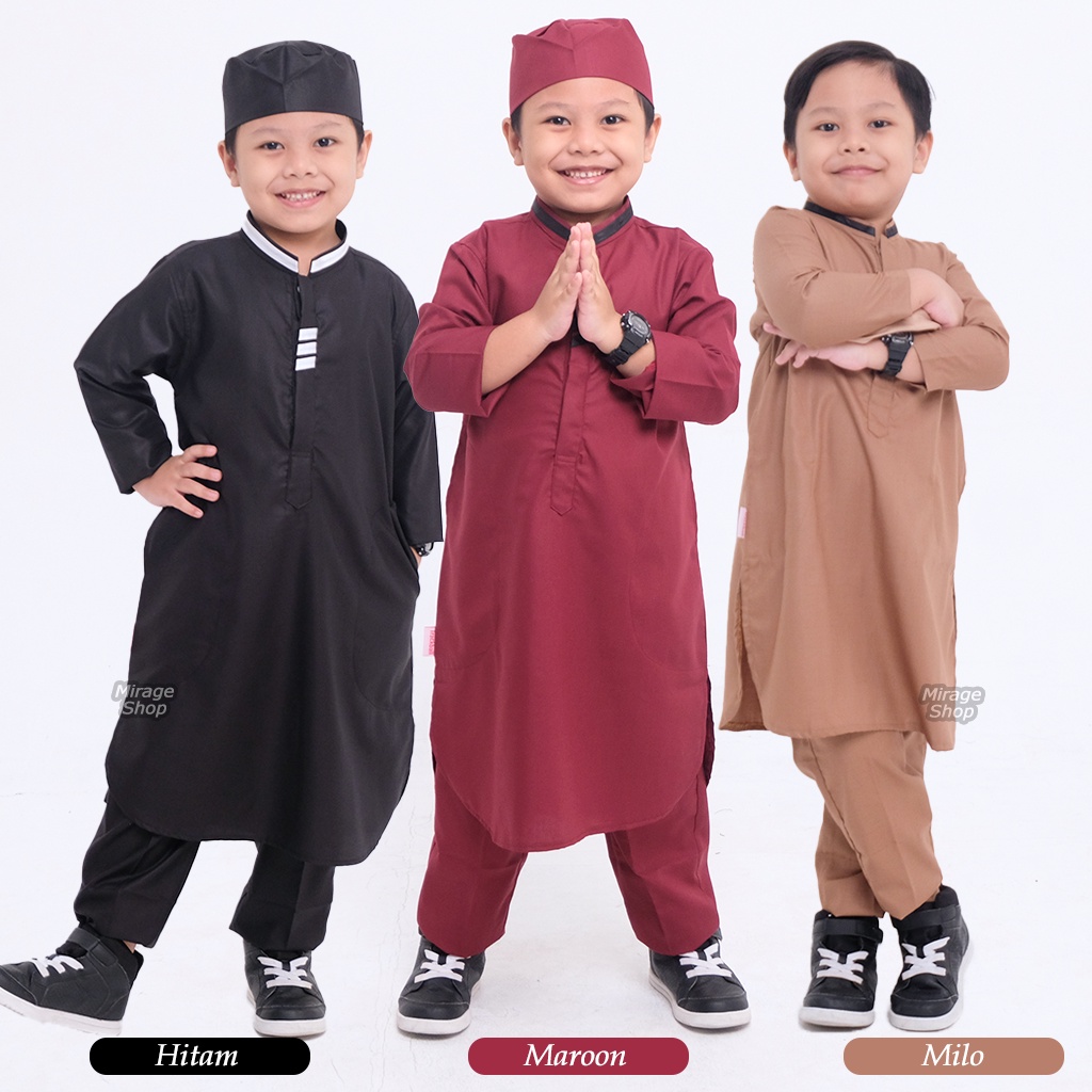 baju koko anak setelan anak laki laki pakaian muslim anak laki-laki model koko turki free peci terba