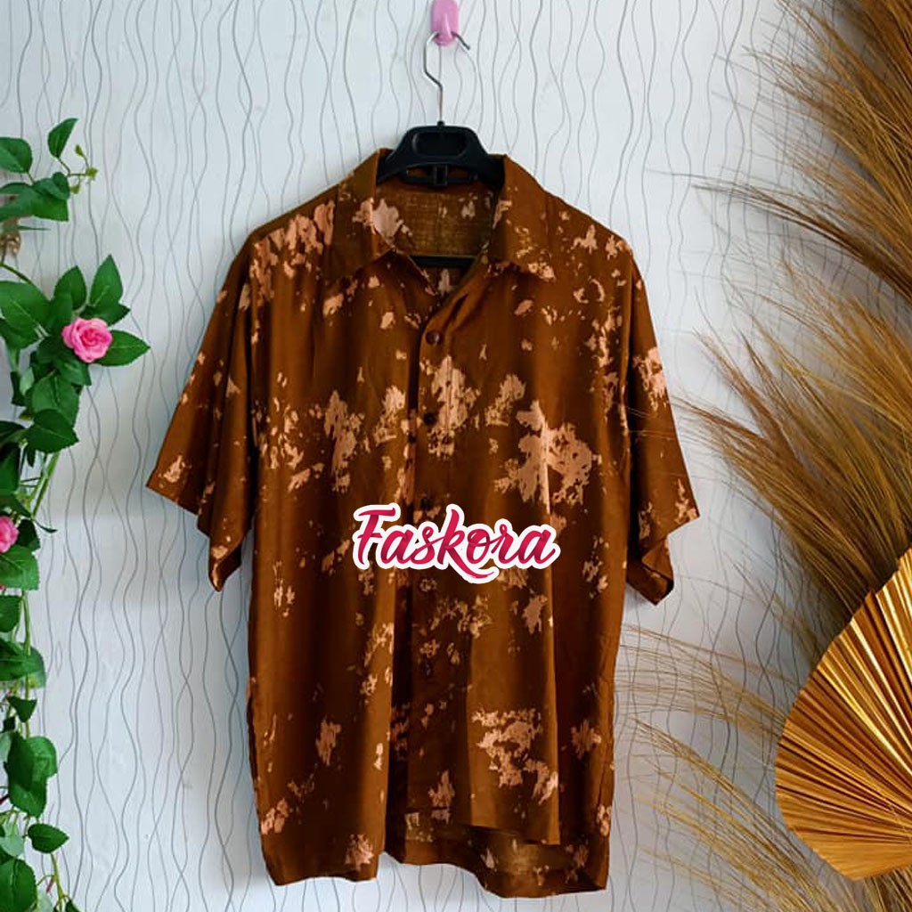 Kemeja Tie dye Wanita Lengan Pendek Murah / Kemeja Unisex Polos Bulu Sibori Tie dye Lengan Pendek