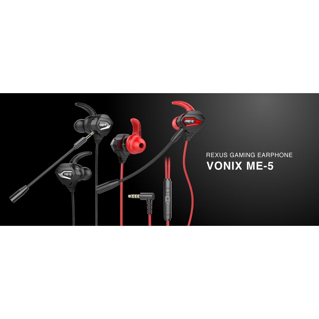 Rexus Gaming Earphone ME-5 / ME5 with Dual Microphone Free Splitter