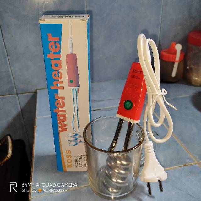 water heater pemanas air dalam gelas 600 watt dengan lampu indikator