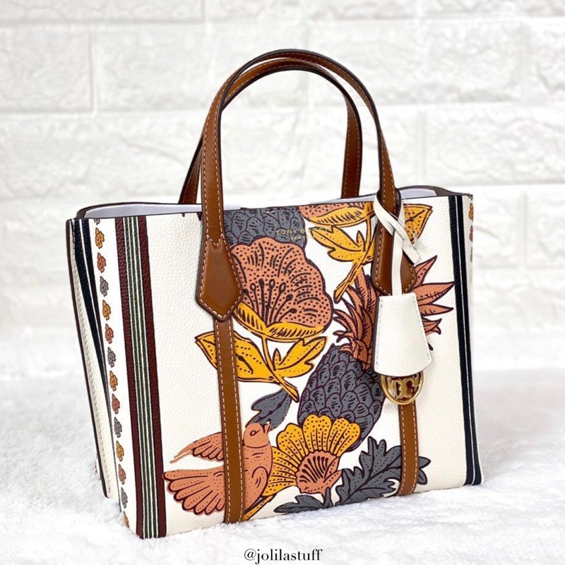 NWT Tory Burch Perry Floral Embroidered Straw Tote Bag