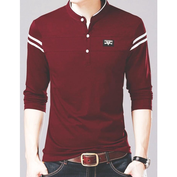 Kaos Pria Ade / Kaos Distro / Kaos Pria Kerah Shanghai / Atasan Pria Lengan Panjang