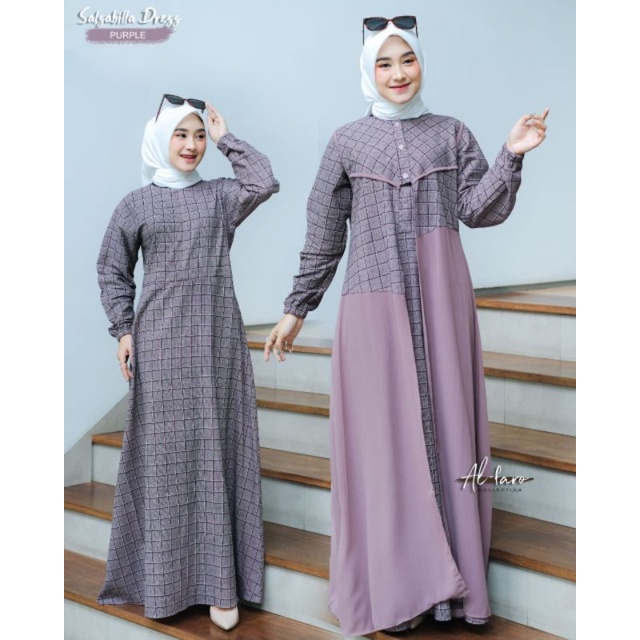 Salsabila Dress Al-faro / gamis Outher motif kotak