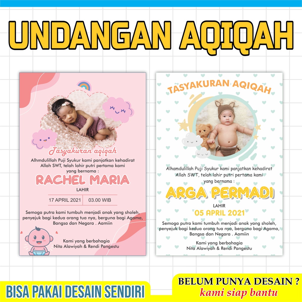 Jual UNDANGAN AQIQAH / KARTU AQIQAH / TASYAKURAN | Shopee Indonesia