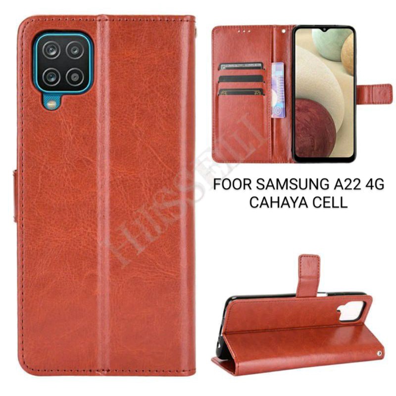 Flip Wallet Samsung A22 4G - A22 5G - M22 2021 Leather Case Wallet Cassing Dompet Hp Premiun Case Hp