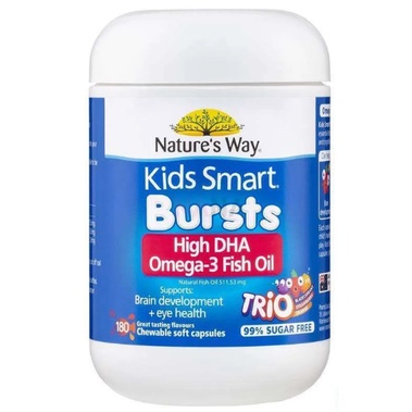 NATURE'S WAY KIDS GUMMIES SMART OMEGA 3 FISH OIL TRIO 180 CHEWABLE
