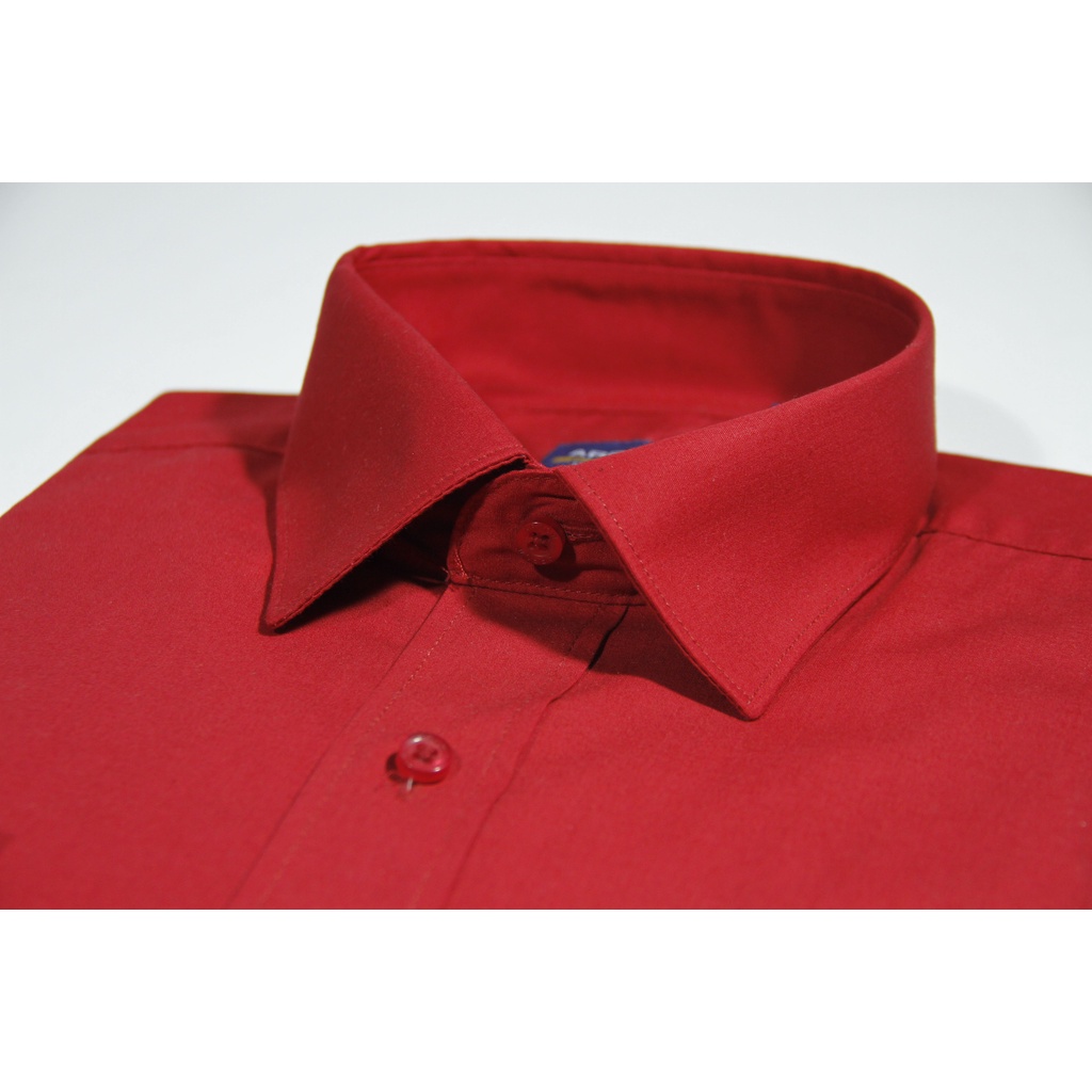 COD Kemeja Pria Lengan Panjang Arrow Reguler Fit Merah Polos 100% Original Brand