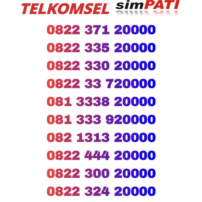 nomor cantik telkomsel simpati 20000