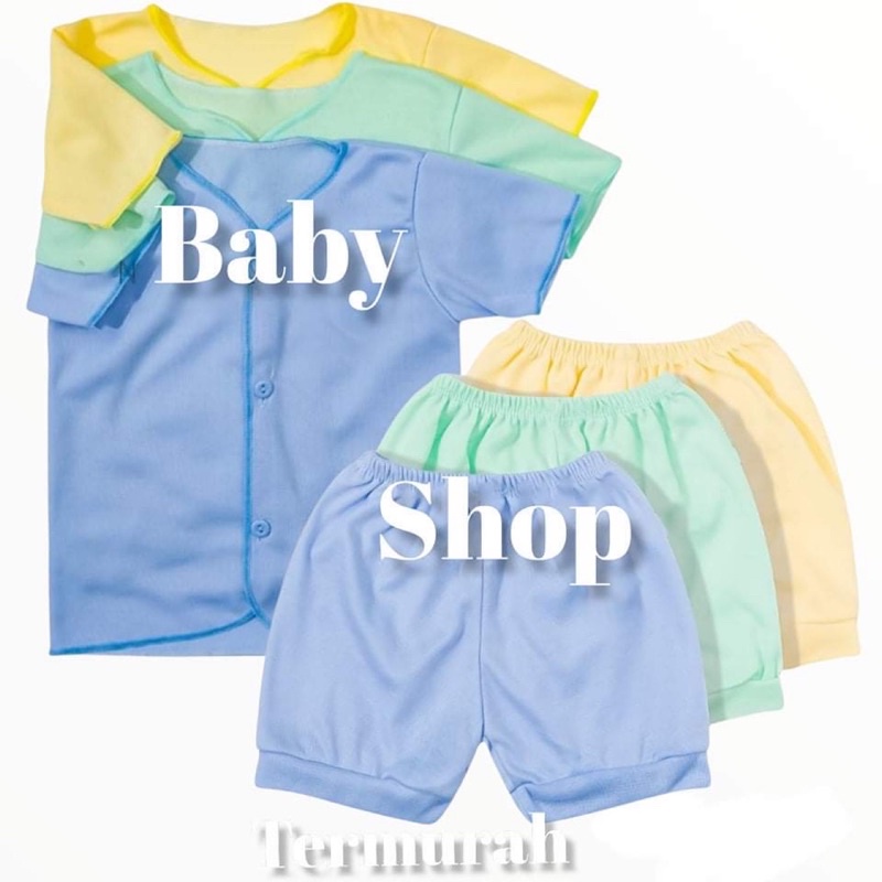 3STEL BAJU PENDEK POLOS &amp; CELANA PENDEK POLOS BAYI