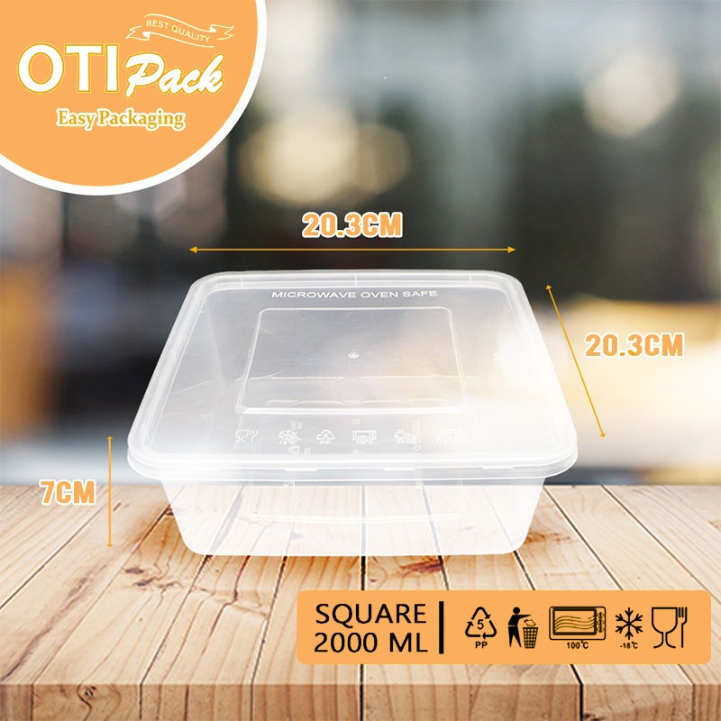 Thinwall Otipack/ Kotak Makan  Plastik Bening 2000ml/ Kotak Makan