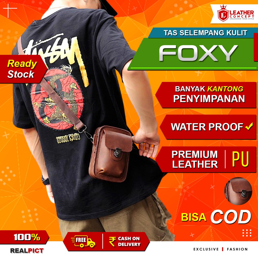 Tas Selempang Kulit Pria Tas Pria Tas Slempang Pria (FOXY)