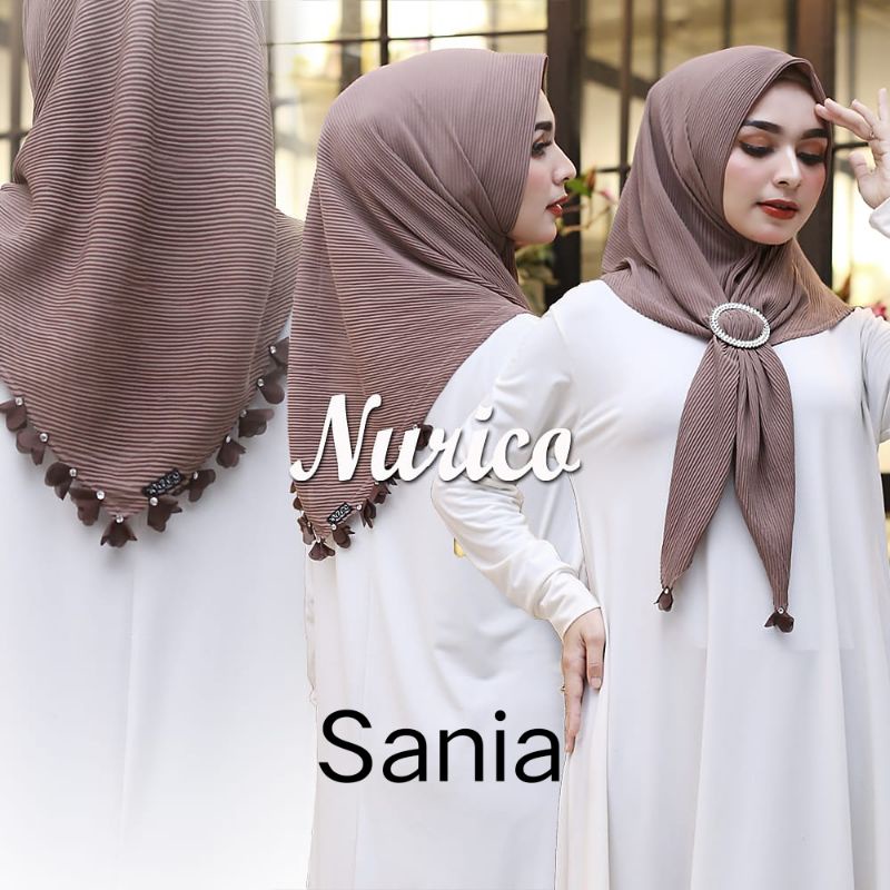 Hijab Jilbab Segiempat Plisket Polos Gesper