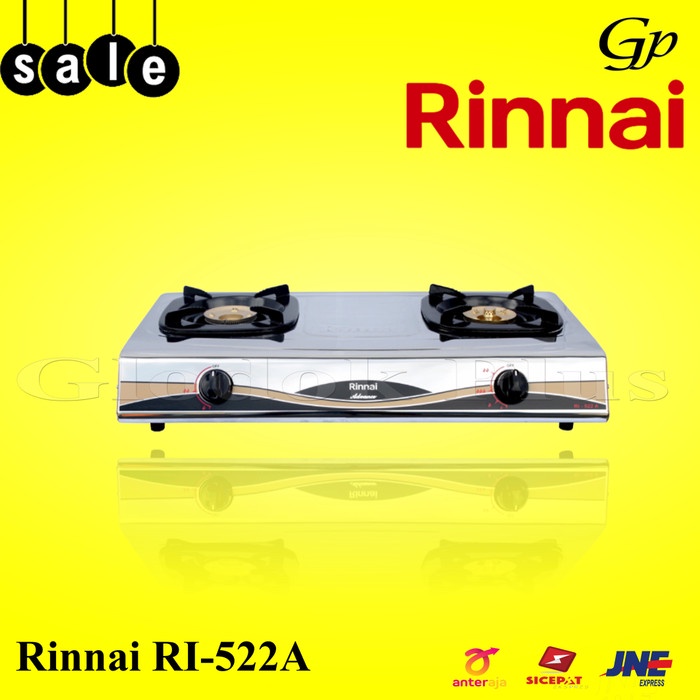 Rinnai RI-522A Kompor Gas 2 Tungku 522 a ri522a stainless rinai