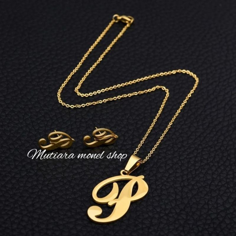 Kalung dan cincin nama sendiri gold lapis emas