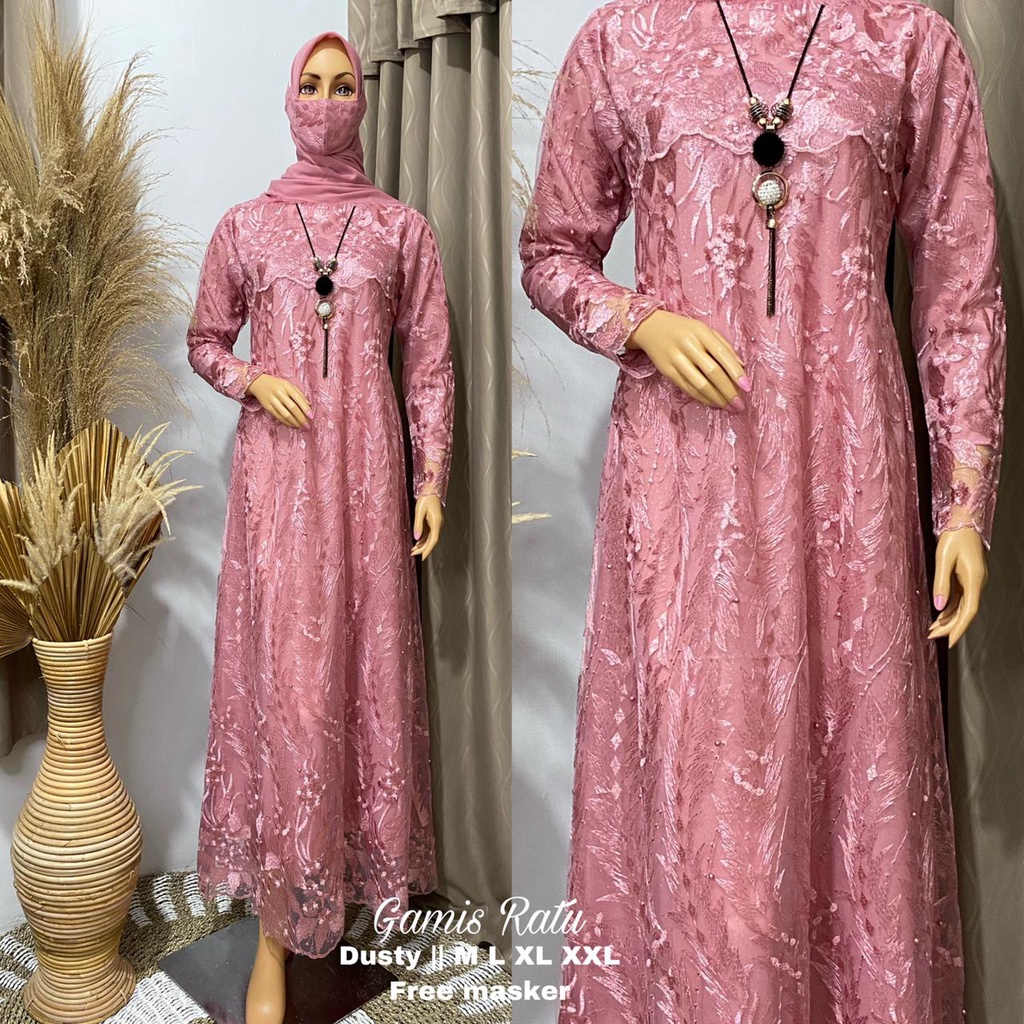 JAN&gt; REALPICT GAMIS RATU - GAMIS TULLE BORDIR - MODEL GAMIS TERLARIS - GAMIS KEKINIAN CANTIK