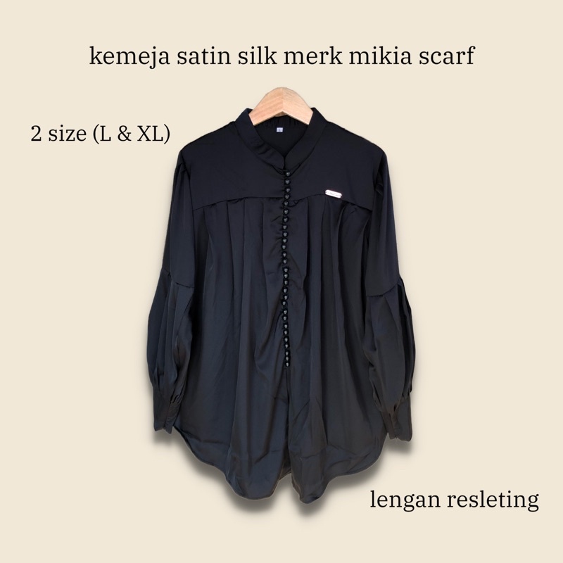 KEMEJA SATIN SILK MERK MIKIASCARF | Tunik Satin Silk