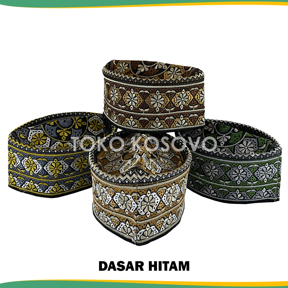 GROSIR (10 Pcs) Peci Oman Bangladesh Paket Usaha Kopiah Haji Sholat Banglades Santri Pria Pesantren Temboro Kopyah Shalat Laki Dewasa Anak Jumbo Motif Bordir Hitam Putih Kopeah Bulat Tinggi Madinah Malaysia Madinah Assagofah Terompah Turki Mesir NU Ori