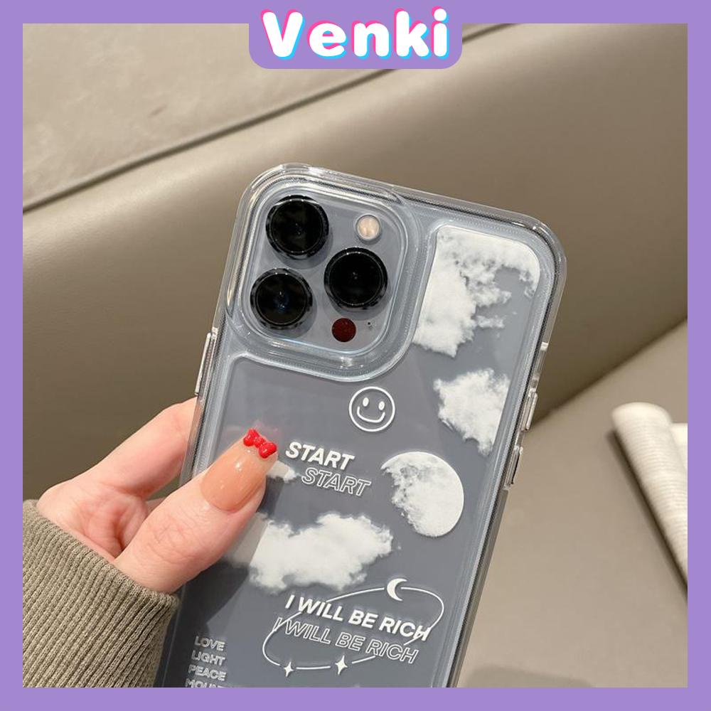 iPhone Case Clear Case Soft Thick TPU Shockproof Super Transparent Protection Camera Plating Button Clouds Smiley For iPhone 13 Pro Max iPhone 12 Pro Max iPhone 11 iPhone 7 Plus