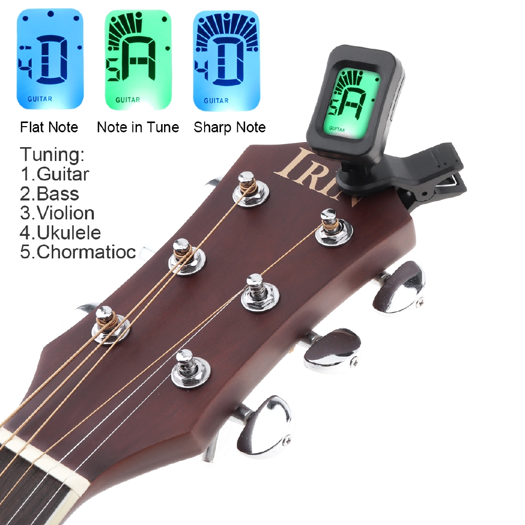 Tuner Gitar Portable Model Clip On Dengan Layar LCD