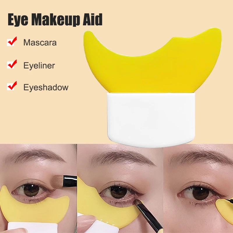 Alat Bantu Cetakan Eyeliner / Eyeshadow / Maskara Multifungsi Bahan Silikon Warna Acak Untuk Pemula