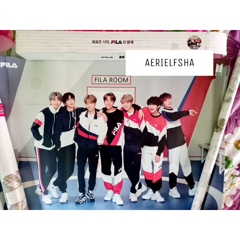 official roll poster BTS FILA WHITE HOODIE