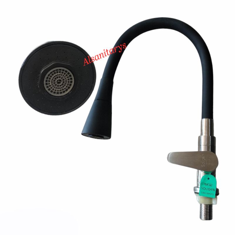 Kran angsa fleksibel soligen stainless 304 / kran dapur tanam bak cuci piring sus 304