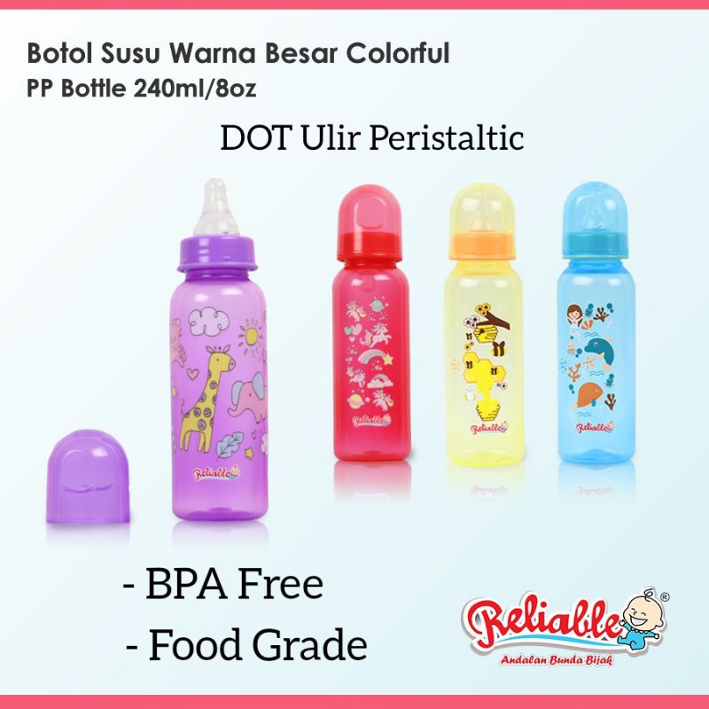 Botol Susu DOT Ulir Peristaltic Reliable 240ml/125 Ml BPA Free RBS 8850