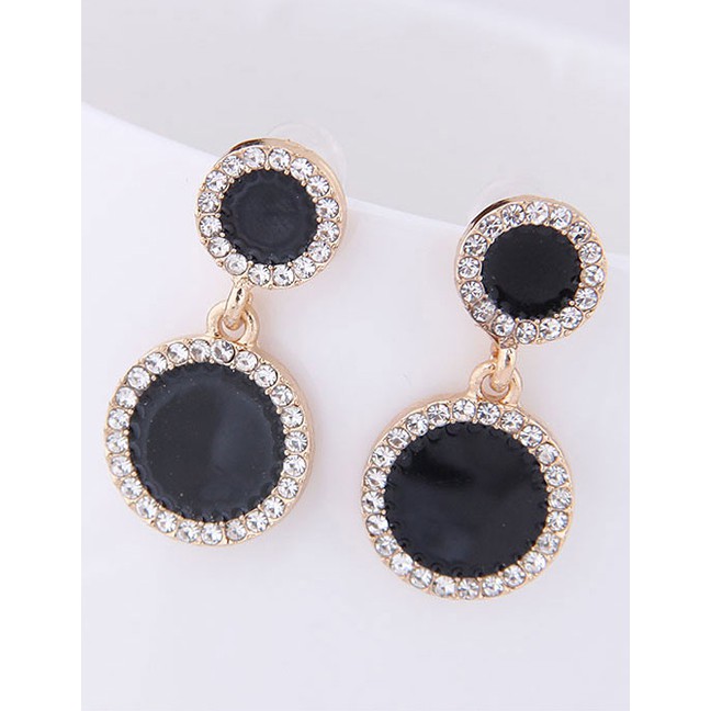 LRC Anting Tusuk Fashion Gold Round Diamond Stud Earrings A58004