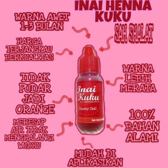 (4warna) Inai Kuku Henna Nail Art Halal Maron/Merah/black/pink 15ml