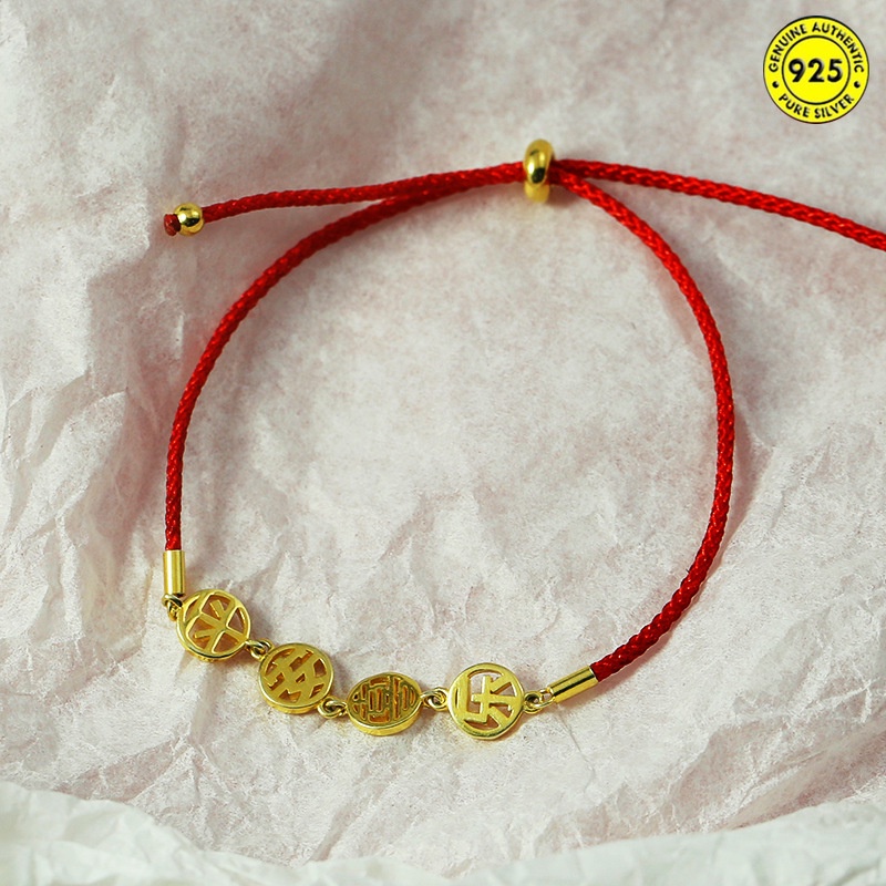 Gelang Tali Warna Merah Gaya China