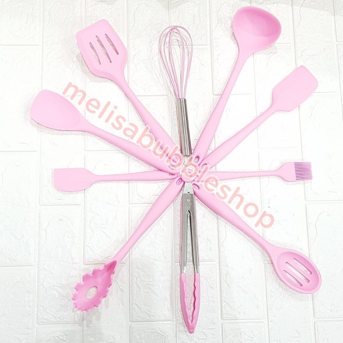 BELVIN KITCHEN UTENSIL SILICONE PINK10 PCS SPATULA SODET