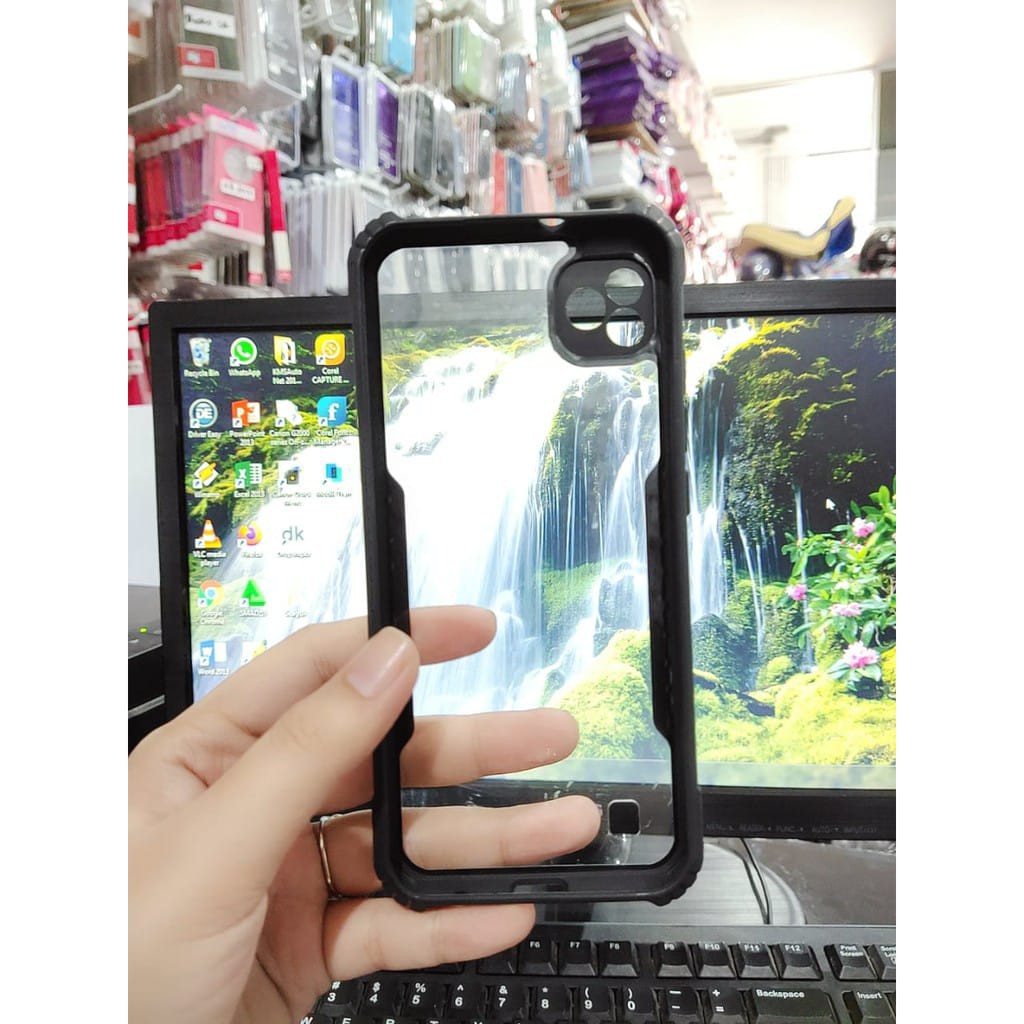 Anti Shocking  Infinix Smart HD 2021 X612 6.1 Inchi Hardcase List Hitam Acrylic Case