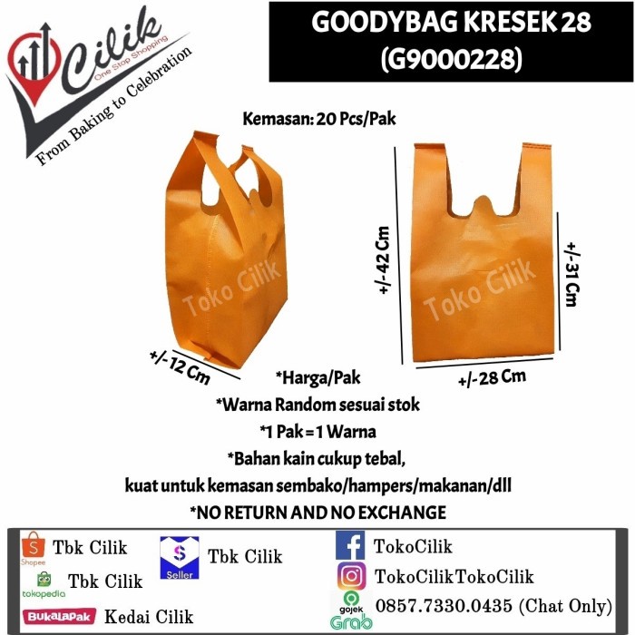 

✨ BISA COD ✨ goodybag+totebag+kresek+28 cm+kemasan+packaging+tas+kain+shopping+bag