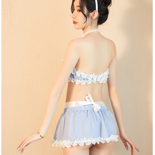 【 Bra Mall 】BM-251 Set Lingerie + Cd + Bando Sexy Pakain Dalam Model Costume Maid Eropa Deluxe