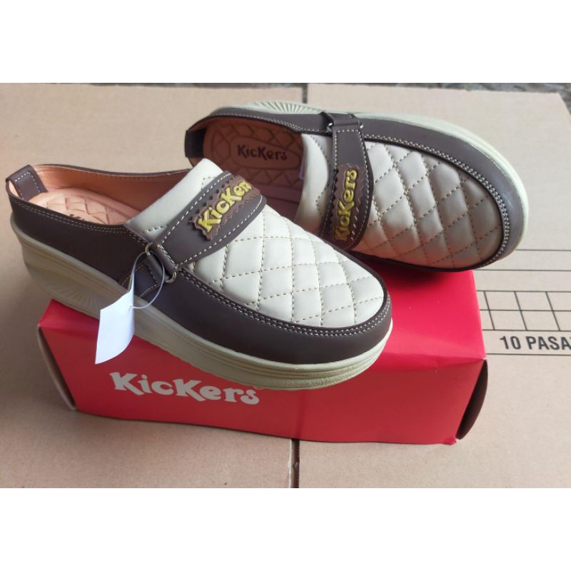 spatu slop  WEDGES Kickers wanita //  sepatu jelly // WEDGES Kickers kombinasi