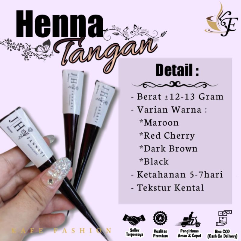 Henna Instan Pengantin Hena Tangan Awet Racik Halal Maroon Hitam Brown Red Cherry