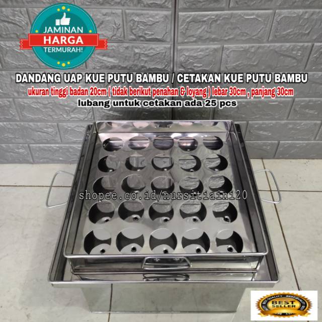 Dandang uap kue putu bambu - cetakan kue putu